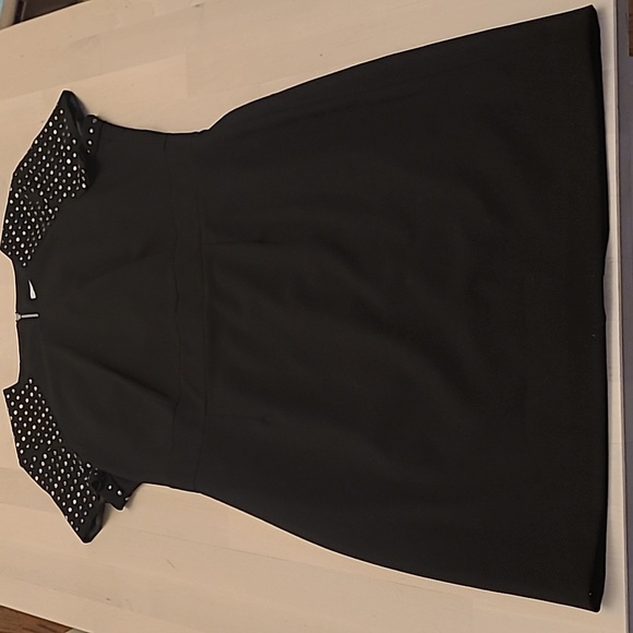 Calvin Klein Dresses & Skirts - NWOT Calvin Klein Black Silver Studded Short Sleeved Fully Zip Back Midi Dress